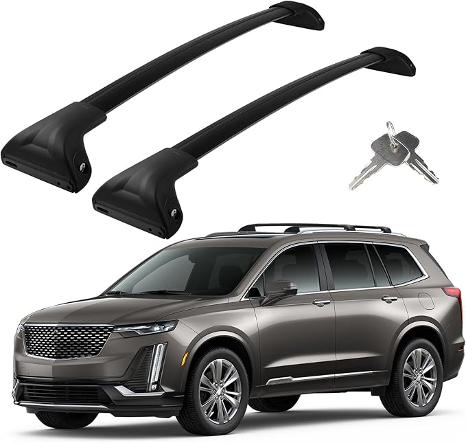 Roof Rack Cross Bars Compatible with Cadillac XT6 2020-2025, Adjustable Aluminum Heavy Duty 300 LBS Anti-Theft Lock Cargo Carrier Rooftop Crossbar Accessories for Bike, Basket, Snowboard,Luggage,Kayak