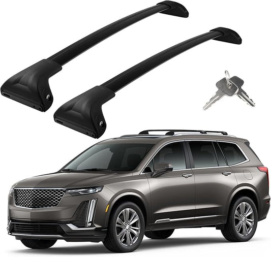 Roof Rack Cross Bars Compatible with Cadillac XT6 2020-2025, Adjustable Aluminum Heavy Duty 300 LBS Anti-Theft Lock Cargo Carrier Rooftop Crossbar Accessories for Bike, Basket, Snowboard,Luggage,Kayak