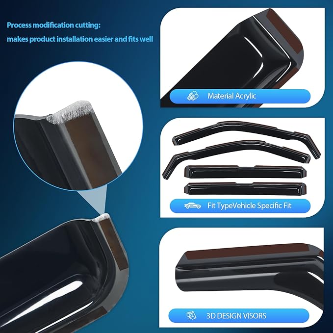 Nilight in Channel Window Deflectors for Ford Explorer 2011 2012 2013 2014 2015 2016 2017 2018 2019 Vent Window Visors,Rain Guards-4PCS