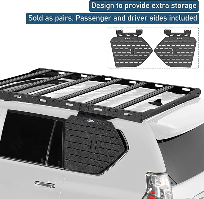 Hooke Road GX460 Rear Window Storage Molle Panel Kit for 2010-2023 Lexus GX460, Lightweight Steel Cargo Rack - Pair