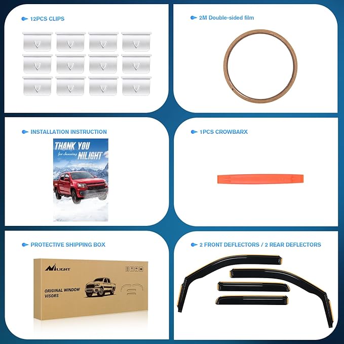 Nilight Durable Rain Guards for Ford F150 Super Crew 2009-2014,F150 SVT Raptor 2010 2011 2012 2013 2014,Vent Window Visors,Window Deflectors-4PCS