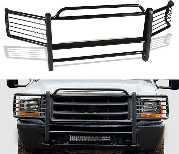 Brush Guard Grille Guard fit for Ford F250/F350/F450/F550 Super Duty 1999-2007 & Excursion SUV 2000-2006 Steel Pickup Trucks Brush Guard Front Bumper Protector Black