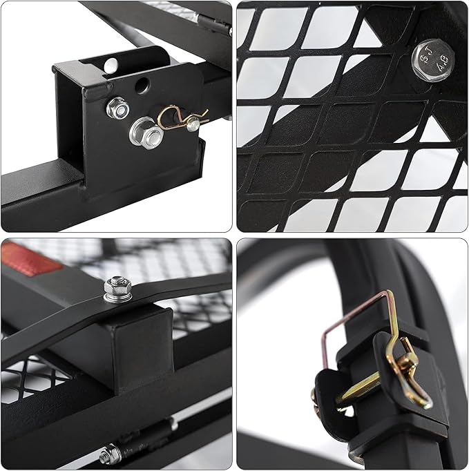 Wildroad Hitch Cargo Carrier with Bike Rack 60" x 24" x 14" Folding Trailer Hitch Cargo Carrier 500 LBS Capacity for Standard, Fat Tire and Electric Bike Fits 2" Receiver 60" Basket+Bike Rack