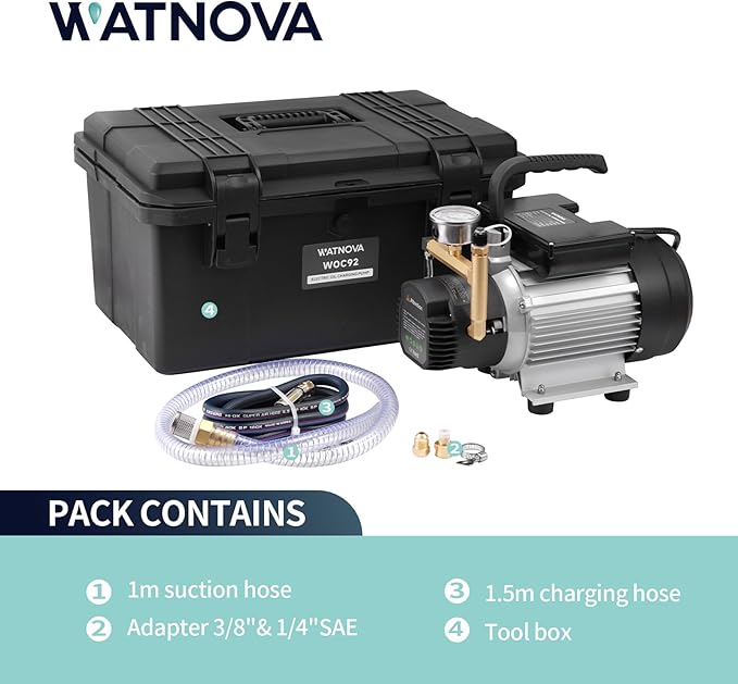 WATNOVA Electric Refrigeration HVAC Oil Pump | Exceed The Efficiency of Hand Pump | Refrigeration Oil Pump 3/4HP, 92Gallon/h, 362PSI | Top-Mount Gauge, for a Variety of Large Refrigeration Systems