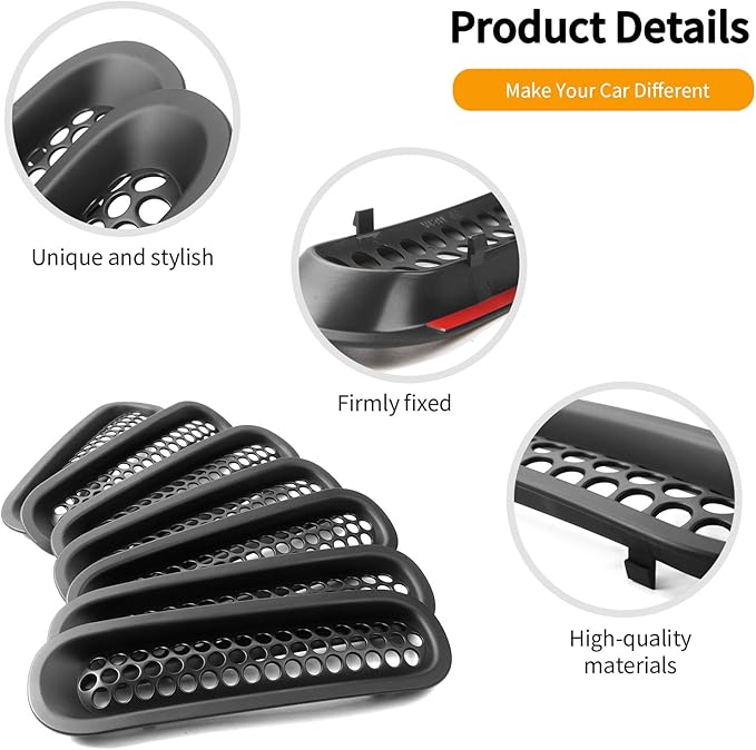 Hoolcar Front Grill Mesh Inserts Clip-in Honeycomb Grille Guard Cover Fit for Jeep Wrangler JK JKU 2007-2017, Exterior Accessories, Matte Black