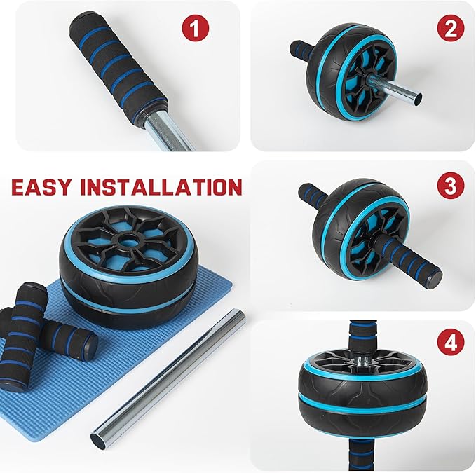 Ab Roller Wheel,Ab Workout Equipment,Home Gym Equipment for Abdominal & Core Strength Training,Wider Ab Machine with Knee Pad Accessories,No Noise Ab Wheel for Men & Women Abdominal