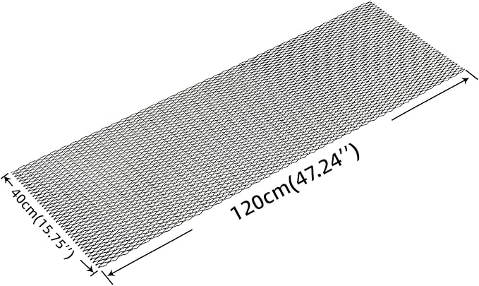 AggAuto 47x16 inches Car Pickup Truck Grill Mesh Spoiler Bumper Vent Aluminum Alloy Automotive Grille Insert Air Intake Racing Seagull Hole 8x25mm Black