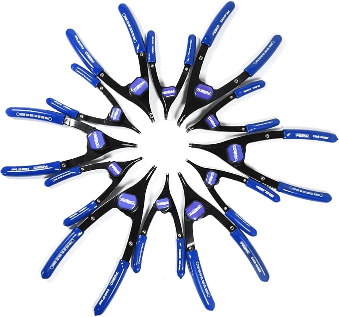 12-Piece Snap Ring Pliers Set Heavy Duty, Internal External Convertible Fixed Tip Snap Ring Pliers 0.038in 0.047in 0.070in 0.090in