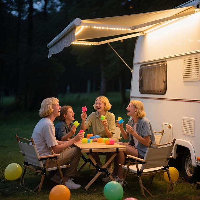 12V 4ft Led Light Strip Dimmable Camping Awning Light with 140 SMD 2835 LED Chips Cabinet Lights, Rv Accessories Waterproof IP67 Multi-Functional Use for Car Tent, Camper Motorhome