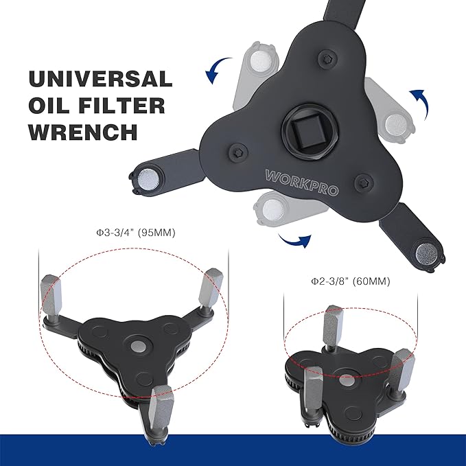 WORKPRO Universal Oil Filter Wrench Adjustable, Magnetic Oil Filter Removal Tool, Oil Filter Change Set, Ideal for Engine Filters, Conduit, & Fittings…