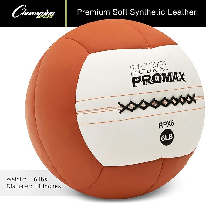 Champion Sports RPX16 Rhino Promax Slam Balls, 16 lb, Soft Shell with Non-Slip Grip, Medicine Wall Exercise Ball for Weightlifting, Plyometrics, Cross Training, & Home Gym Fitness