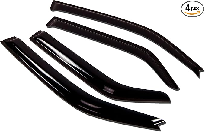 Tuningpros WV-691 Outside Mount Window Visor Deflector Rain Guard Dark Smoke 4-pc Set, Compatible with 2011-2017 Hyundai Accent