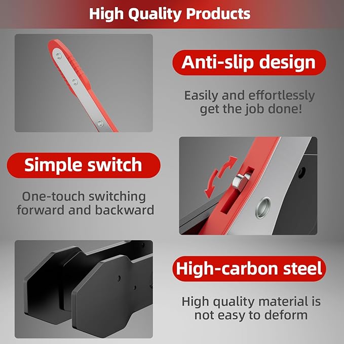 Brake Caliper Compression Tool, Caliper Piston Compressor Tool With Additional 2 pcs Large Steel Plate and 2 Hooks, 360°Adjustable Brake Caliper Tool for Single Twin Quad Piston Calipers (Red)