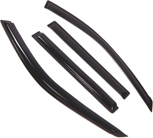 Tuningpros WD2-428 Dark Smoke 4 Pcs Set Window Visor (Outside Mount) Deflector Rain Guard Compatible with 2001-2007 Toyota Highlander