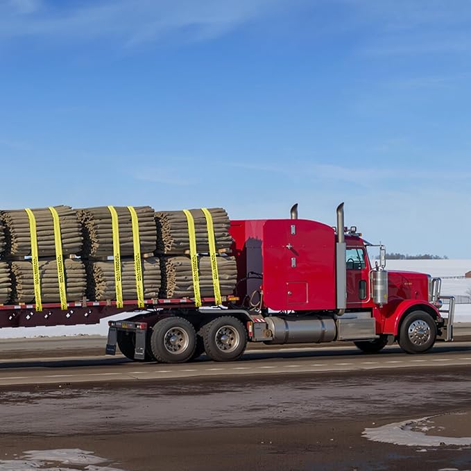 VEVOR Truck Straps, 4" x 40' Heavy Duty Tie Down w/Flat Hooks 18,000lbs Break Strength, WLL# 6000lbs, Cargo Straps tie Down for Flatbeds, Trucks, Trailers, Farms, Rescues, Tree Saver, Yellow(10 Pack)