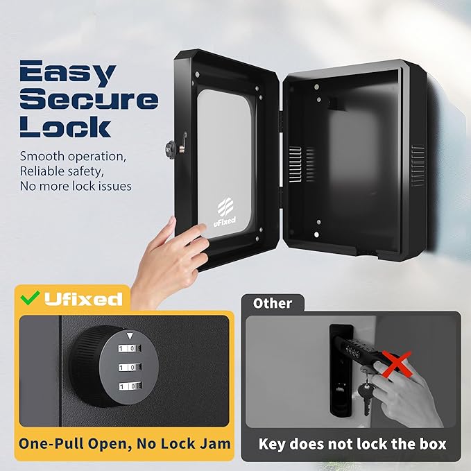 Outdoor EV Charger Enclosure Wall Box with Lock for Tesla Wall Charger and Chargepoint with Holder | Weatherproof Visible, Easy to Install, Black