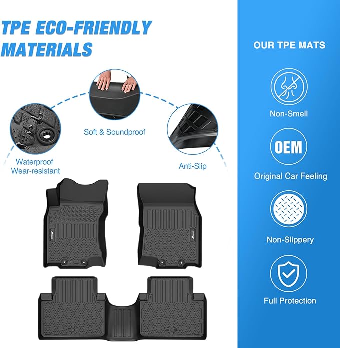 Nilight TPE Floor Mats for Nissan Rogue (Not fit Sport or Select Models) 2014 2015 2016 2017 2018 2019 2020, All Weather Custom Fit Heavy Duty Floor Liners