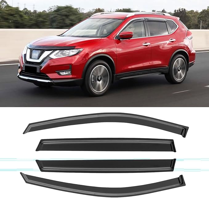 Window Rain Guards for 2014-2020 Nissan Rogue(Exclude Rogue Sport Models), Window Visor Guard Vent Wind Shade Deflector Rain Shield Protector Sun Visor for 14-20 Nissan Rogue, Outside-Mount, 4PCS