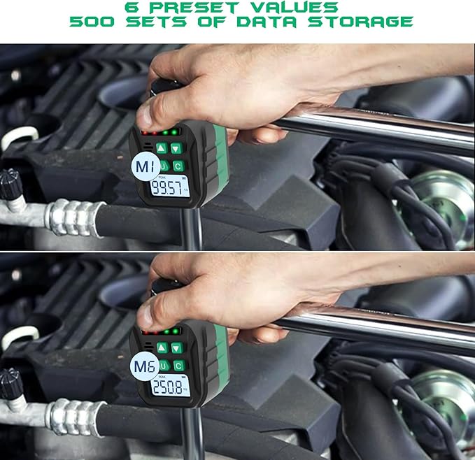1/2-Inch Digital Torque Adapter, 12.54-250.8 Ft.lb/17-340 N.m, Electronic Torque Wrench Converter with ±2% Accuracy, Preset Function, Data Storage, 3/8” & 1/4” Adapter for Bike, Moto, Car