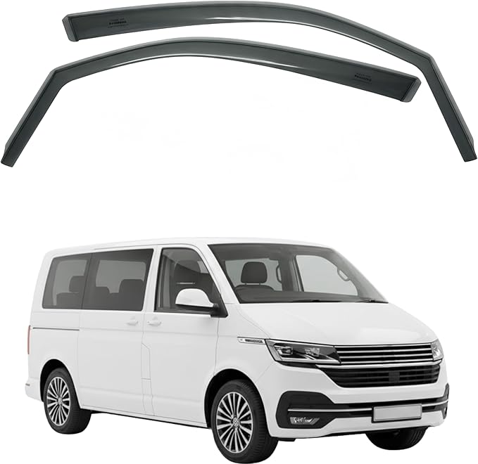 in-Channel Car Window Rain Guard Compatible with VW T5 T6 fit:2005-2015, 2016-on 2pcs, Taiwan Made Precise & Transparent Car Wind Deflectors No Water Leakage Visors