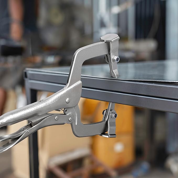 MAXPOWER 11-Inch C Clamp Locking Pliers Set, Flexible Jaws Change with Pads or Regular Tips