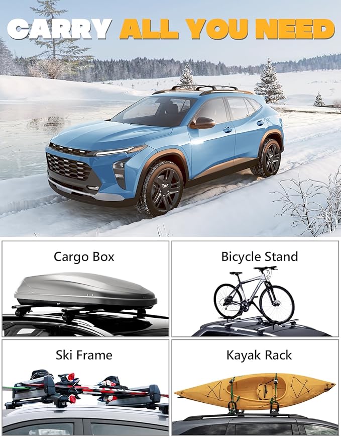 Tuyoung All Aluminum Roof Rack Cross Bars Compatible with Chevy Trax 2023-2026 2RS ACTIV LT Chevrolet, 260lbs Lockable Heavy Duty Roof Rails Crossbars Luggage Cargo Carrier Rooftop Accessories