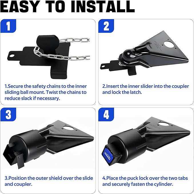 Trailer Lock fits 2" and 2 5/16 Coupler,Heavy Duty Trailer Tongue Coupler Lock Anti Theft for RV Travel/Utility/Pickup/Boat/Camper Trailer-Blue