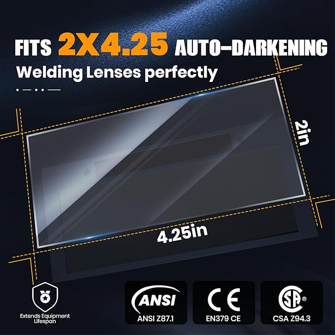 10 Pack 2x4.25" Clear Welding Lenses, Replacement Clear Welding Lens 2x4.25", Welding Hood Clear Lenses, Protects Auto-Darkening Lens, Meets Z87.1 Standard, Polycarbonate, Scratch-Resistant