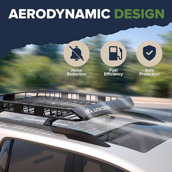 ARKSEN 54 x 39 x 5 Inch Upgrade Universal Roof Rack - 150Lbs Capacity Heavy Duty Rooftop Cargo Carrier with Extension for Car, SUV & Pickup, Durable Steel, Easy Install, Spacious Storage