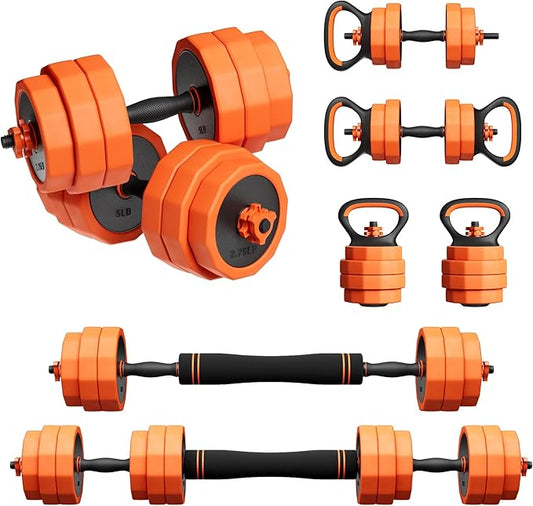 Adjustable Dumbbell Set (25/45/65lb) | Double Reinforced Locking | 5-in-1 Free Gym Weights Used as Barbell, Kettlebells, Push up Stand for Home Men Women