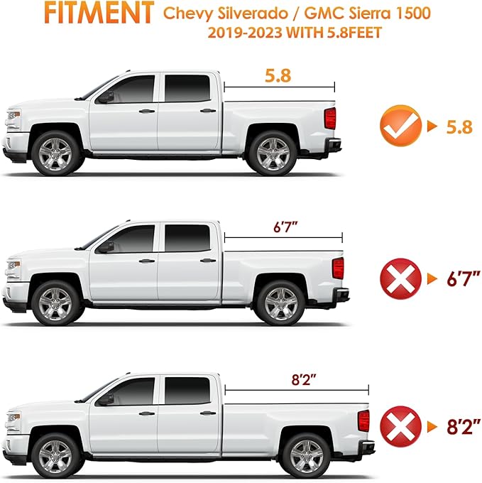 Nilight Truck Bed Tonneau Cover Hard Tri-fold Compatible with Chevy Silverado 1500/GMC Sierra 1500 2019 2020 2021 2022 2023 2024 2025-5.8ft