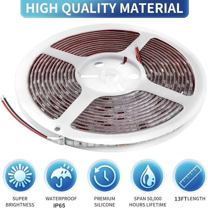 RV Awning LED Light Strip, 13FT 12V for Camper Motorhome Travel Trailer Concession Stands Food Trucks, Waterproof Exterior for Party BBQ