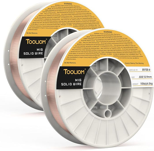 TOOLIOM ER70S-6 .035"(0.9 mm) Mild Steel MIG Solid Welding Wire on 10-Pound Spool 2PCS Compatible for TL-200M Pro TL-250M Pro