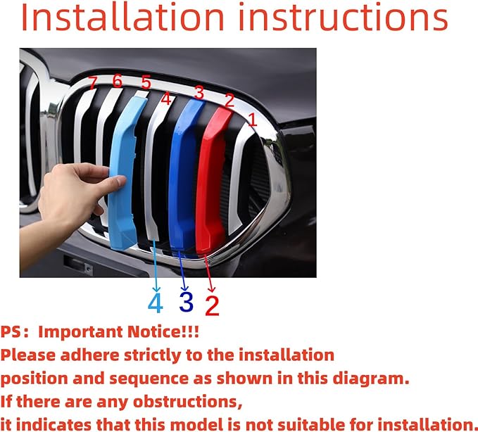 Automotive Grill Inserts for BMW X1 F48 2020-2022 7-Beam LCI Model, Front Grille Accessories