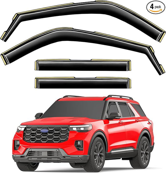 in-Channel Window Rain Guards Fit for Ford Explorer 2020 2021 2022 2023 2024 2025 2026 Extra Durable Window Visors Window Deflectors Vent Visors Vent Shades Car Accessories-4 pcs 2-Q10