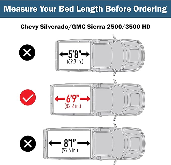 Low Profile Tri-fold Truck Bed Tonneau Cover Compatible with 2020–2026 Chevy/GMC Silverado/Sierra 2500/3500 HD New Body Style | 6.9' (82.2") Bed | CFLPX038