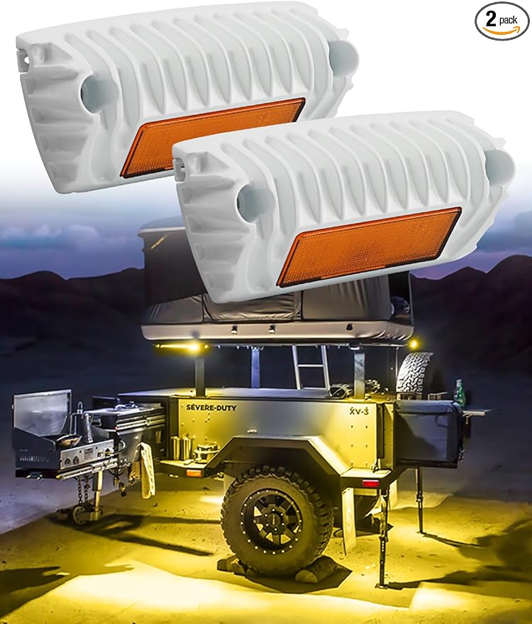 Chelhead RV Led Exterior Lights, Yellow 800lm Waterproof RV Porch Flood Lights 12V Exterior Light Fixture Compatible with RVs, Traliers, Campers