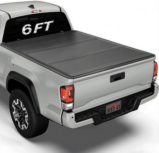 Kikito HTL Low-Profile Hard Tri-Fold Tonneau Cover for 2016-2023 Tacoma, 6-ft (73.7") Truck Bed w/Track System