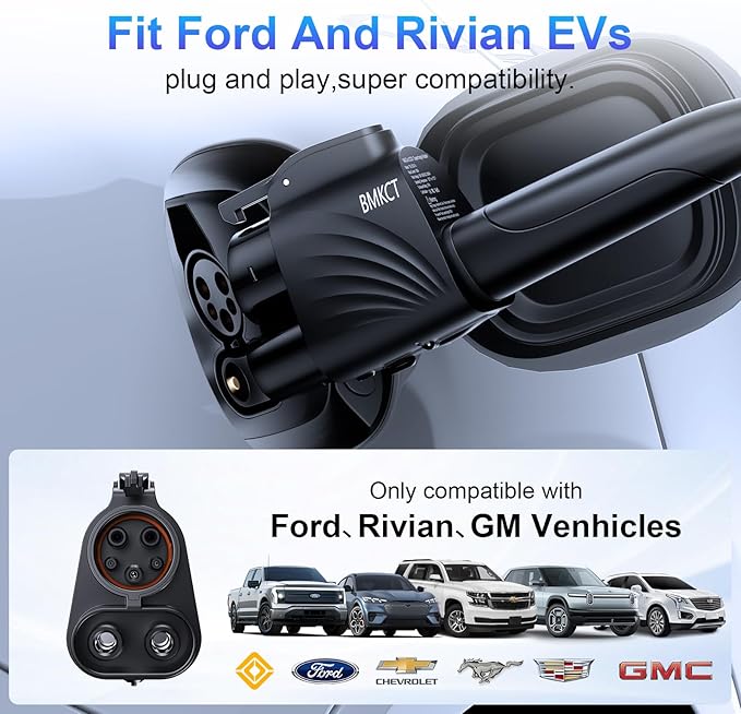 NACS to CCS1 Adapter, 2025 Upgraded 500A/1000V DC 250KW for Tesla Supercharger Adapter for Ford Mustang Mach-E/F-150 Lightning, Rivian, GM, Volvo and Polestar EVs