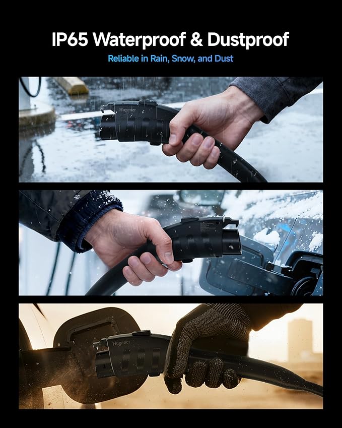 Adapter for Tesla to J1772 EV Charging, NACS Converter - 80Amp & 250V AC, Compatible with Tesla High Powered Connectors, Destination/Mobile Chargers for J1772 Electric Vehicles (Black)