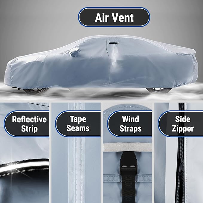 iCarCover Fits: [Pontiac GTO] 2004-2006 Premium Full Car Cover Waterproof All Weather Resistant Custom Outdoor Indoor Sun Snow Storm Protection Form-Fit Padded Cover with Straps