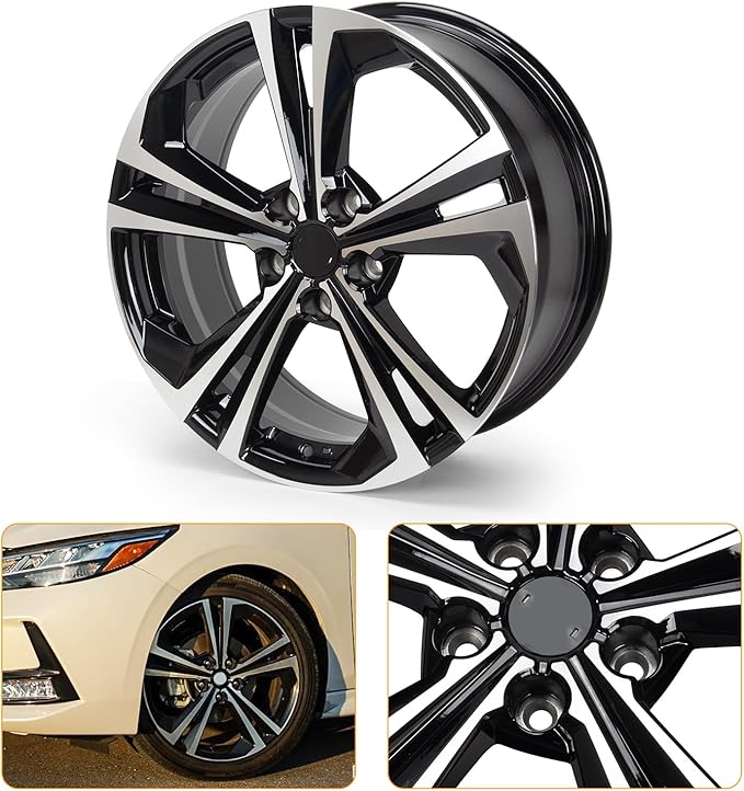 New 18"x7.5'' Aluminum Alloy Replacement for OE Wheel Rim Compatible with Nissan-Sentra SR 2020-2022, Machined Black Alloy, PCD 5x114.3