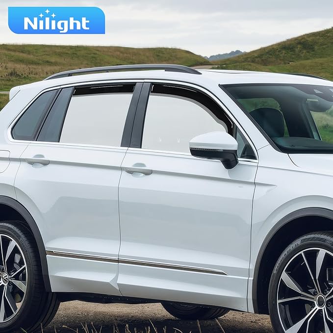 Nilight Vent Window Visors for Volkswagen (VW) Tiguan 2018 2019 2020 2021 2022 2023 2024 2025, in-Channel Rain Guards, Original Window Deflectors-4PCS