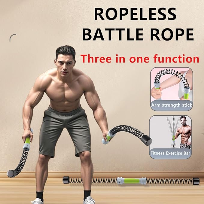 3 in 1 Ropeless Battle Ropes for Home Grm,Portable HIIT Workout Rope for Working Out, Weighted Exercise Battle Ropes for Low-Impact Cardio Training（2 pcs