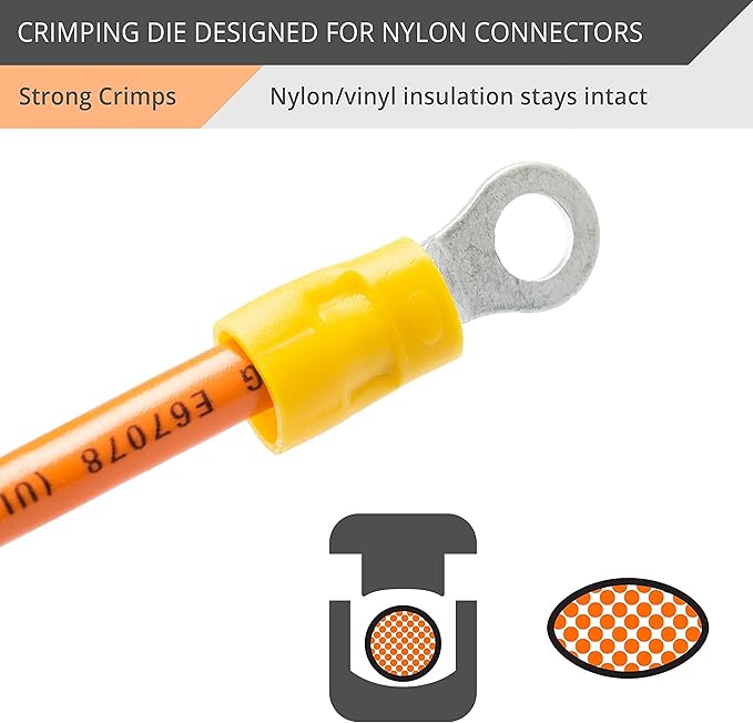 Wirefy Crimping Die for Insulated Nylon Connectors 22-10 AWG | Quick-Change Interchangeable Die for Wirefy Crimping Tools | Heavy-Duty Precision Crimp