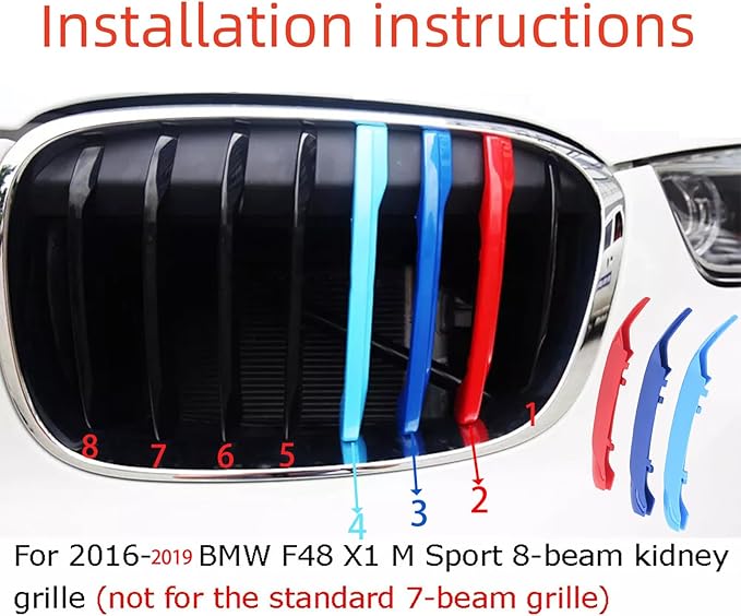 Automotive Grille Inserts for BMW F48 X1 Sport 2016-2019 (Only fit 8-Beam),Front Grill Accessories
