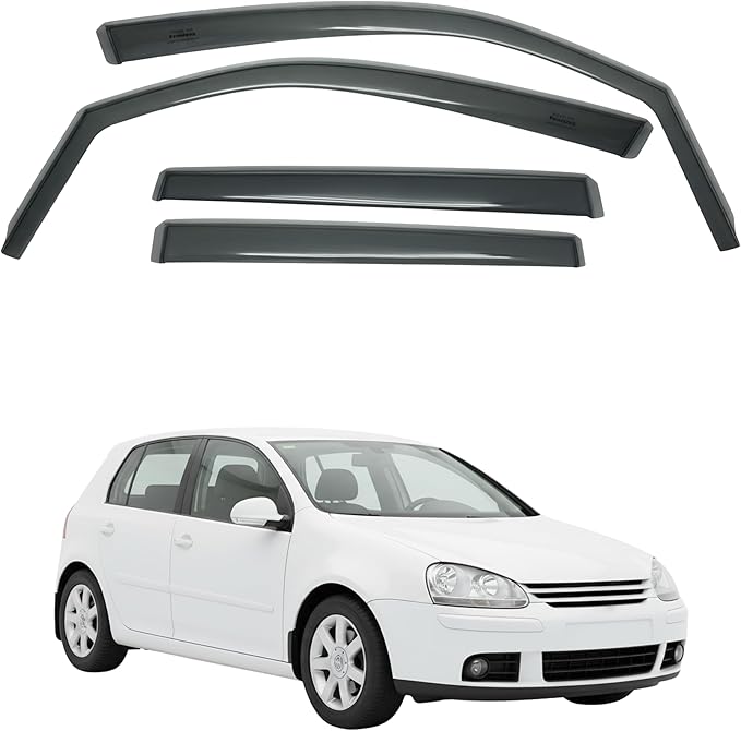 in-Channel Car Window Rain Guard Compatible with VW Golf5 mk5 5-Door fit:2004-2008 4pcs, Taiwan Made Precise & Transparent Car Wind Deflectors No Water Leakage Visors