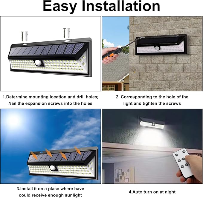 Solar RV Porch Light, 118 LED Motorhome Motion Sensor RV Exterior Lights with Remote Control, Waterproof Camper Outdoor Lights for Motorhome Travel,Travel Trailers, Camper, Food Trucks
