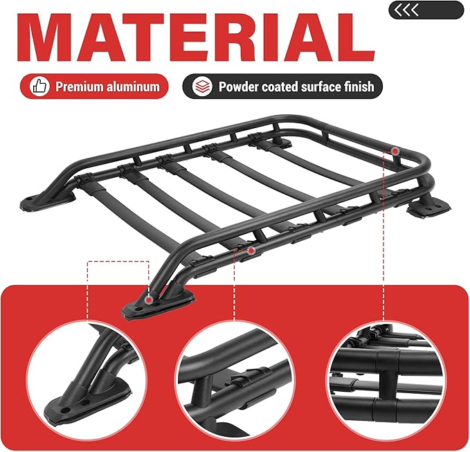 ECOTRIC Roof Rack Cargo Basket Compatible with 2010-2023 Toyota 4Runner Sport Utility 4-Door, Rooftop Luggage Carrier Extra Space Bars Black Powder Coated