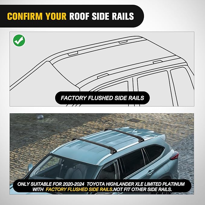 Nilight Roof Rack Cross Bars Fit for Toyota Highlander XLE Limited Platinum 2020 2021 2022 2023,Adjustable Aluminum car Crossbars with Rubber Pad for Cargo Carrier Luggage Bike Kayak Rooftop Snowboard